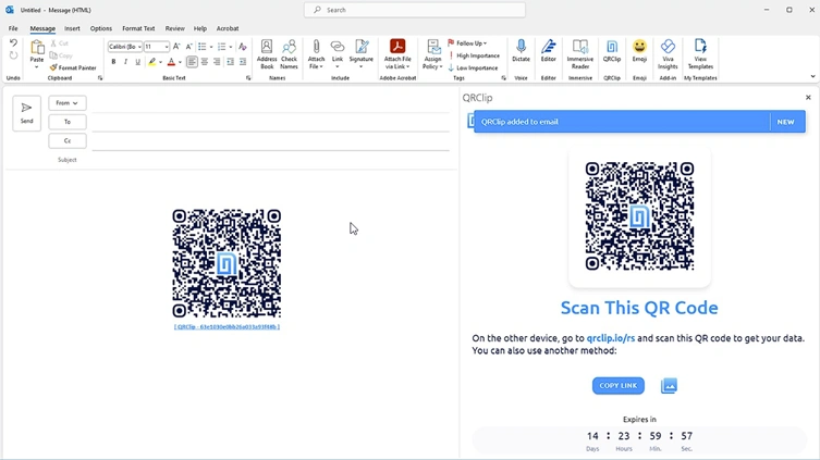 qrclip outlook add in