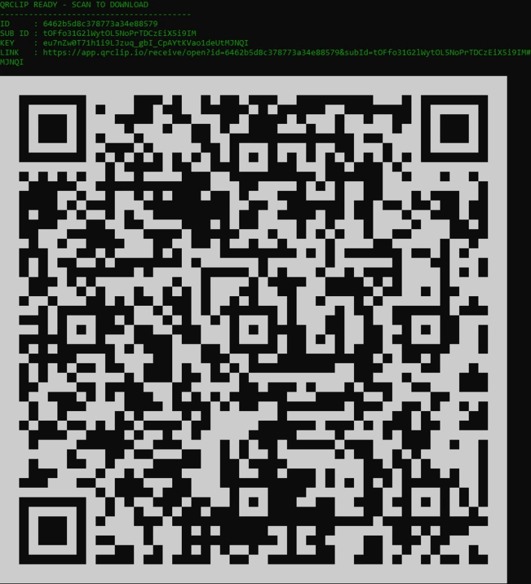 qrclip cli qr code