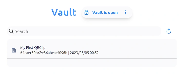 qrclip saved at secret vault